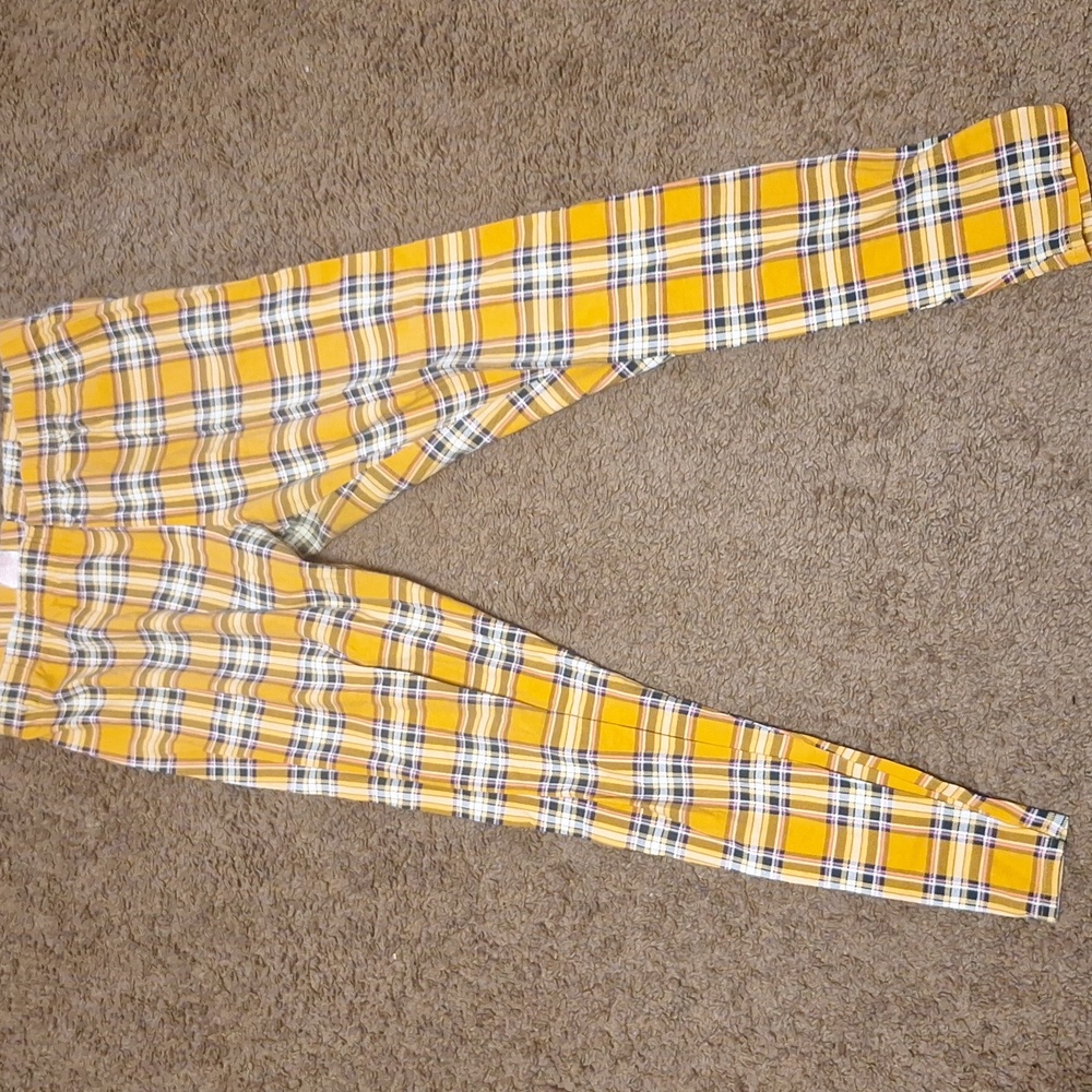 Yellow plaid leggings